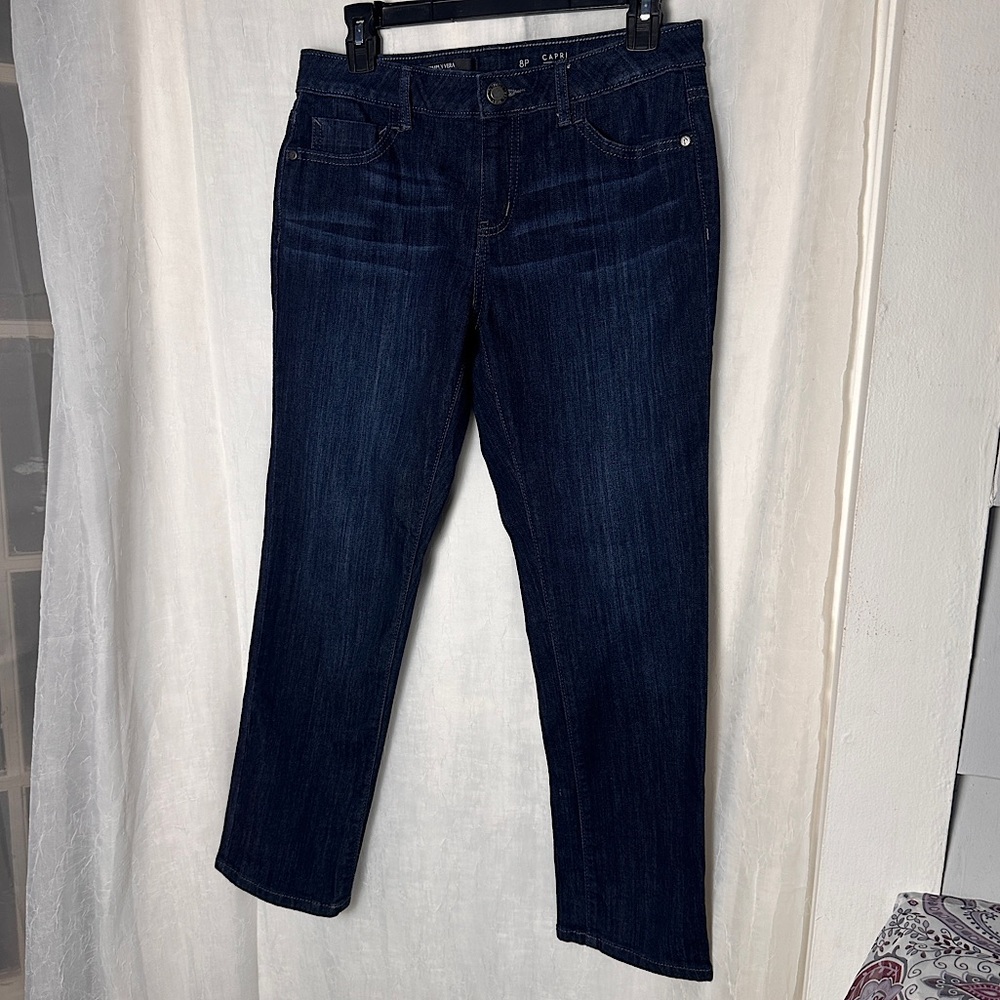 3/$20 💥 Simply‎ Vera Vera Wang High Rise Dark Wash Denim Cropped Jeans | 8P - Picture 12 of 12